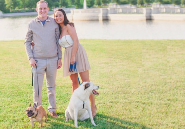 Michelle Shroeder-Gardner, her husband, and their two dogs.