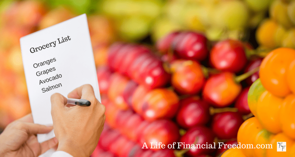 Save on groceries with a shopping list and provide 1 ways of 6 tips for saving your first $1,000