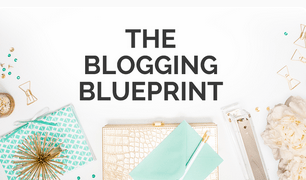 The Blogging Blueprint logo and a keyboard. Strategies for starting your blog