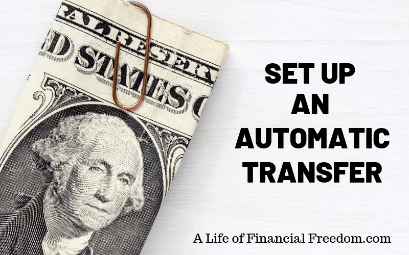 Dollar bill and the words 'Set up an automatic transfer'. 