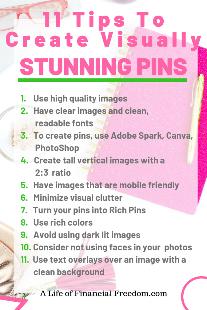 11 Tips to Create Visually Stunning Pins: an infographic