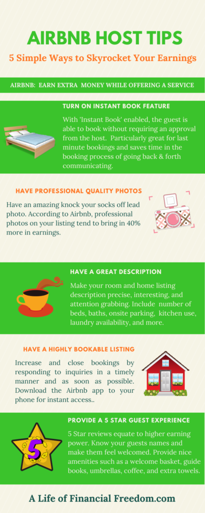 Infographics: Airbnb host tips. 5 simple ways to skyrocket your earnings.