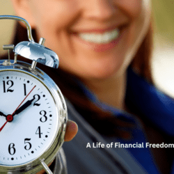 smiling Woman holding a clock