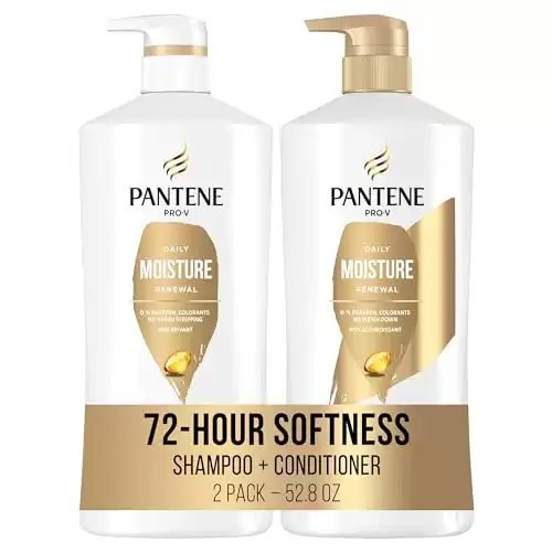 Pantene Shampoo & Conditioner Set, Daily Moisture Renewal with Pro-V Nutrients for Dry, Color-Treated Hair, Long-Lasting Hydration & Nourishment, 27.7 Fl Oz Each, 2-Pack + Miracle Rescue Shot ...